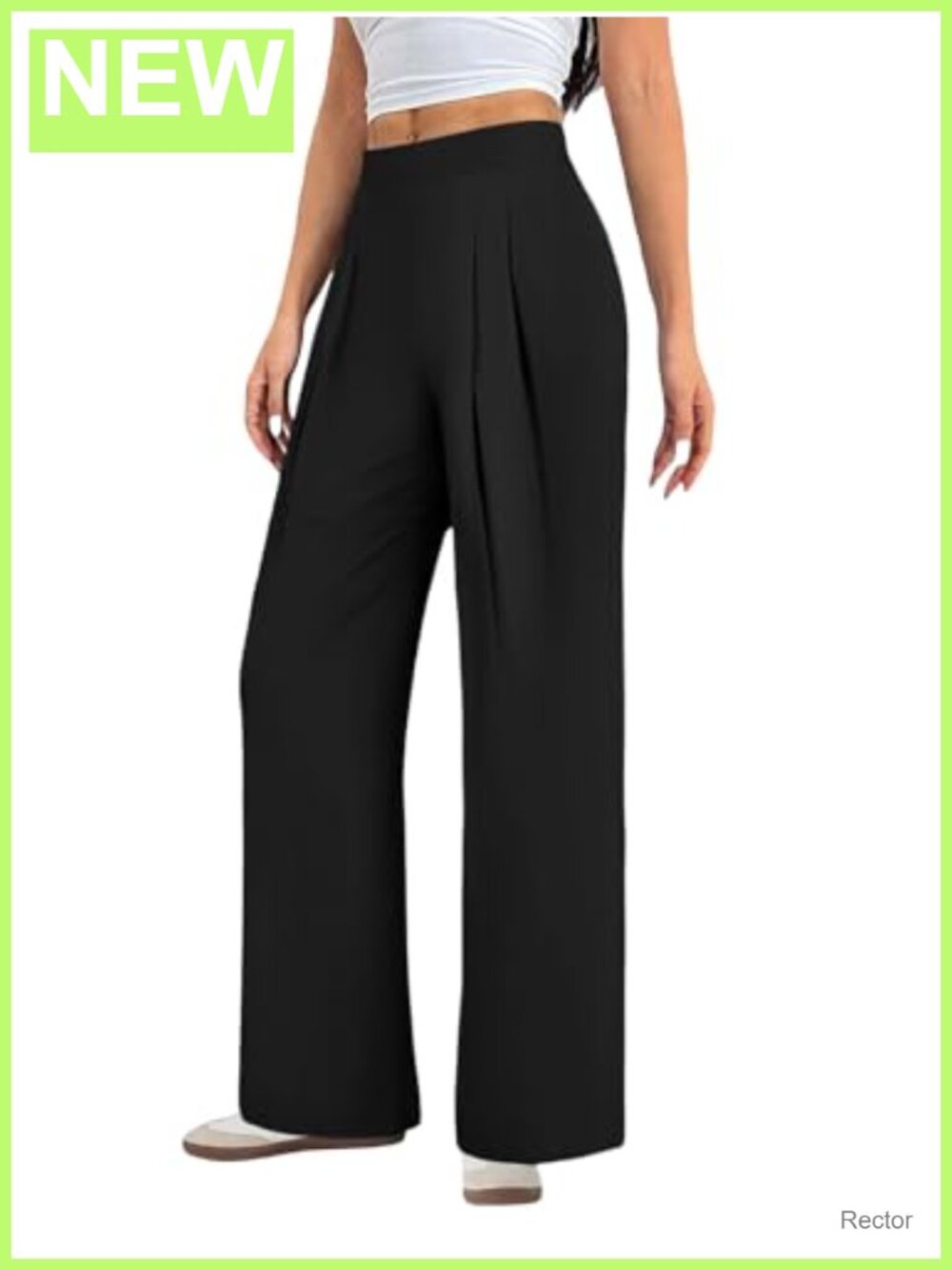 Womens Wide Leg Pleated Pull On Stretchy Trousers Yoga Pants Pockets